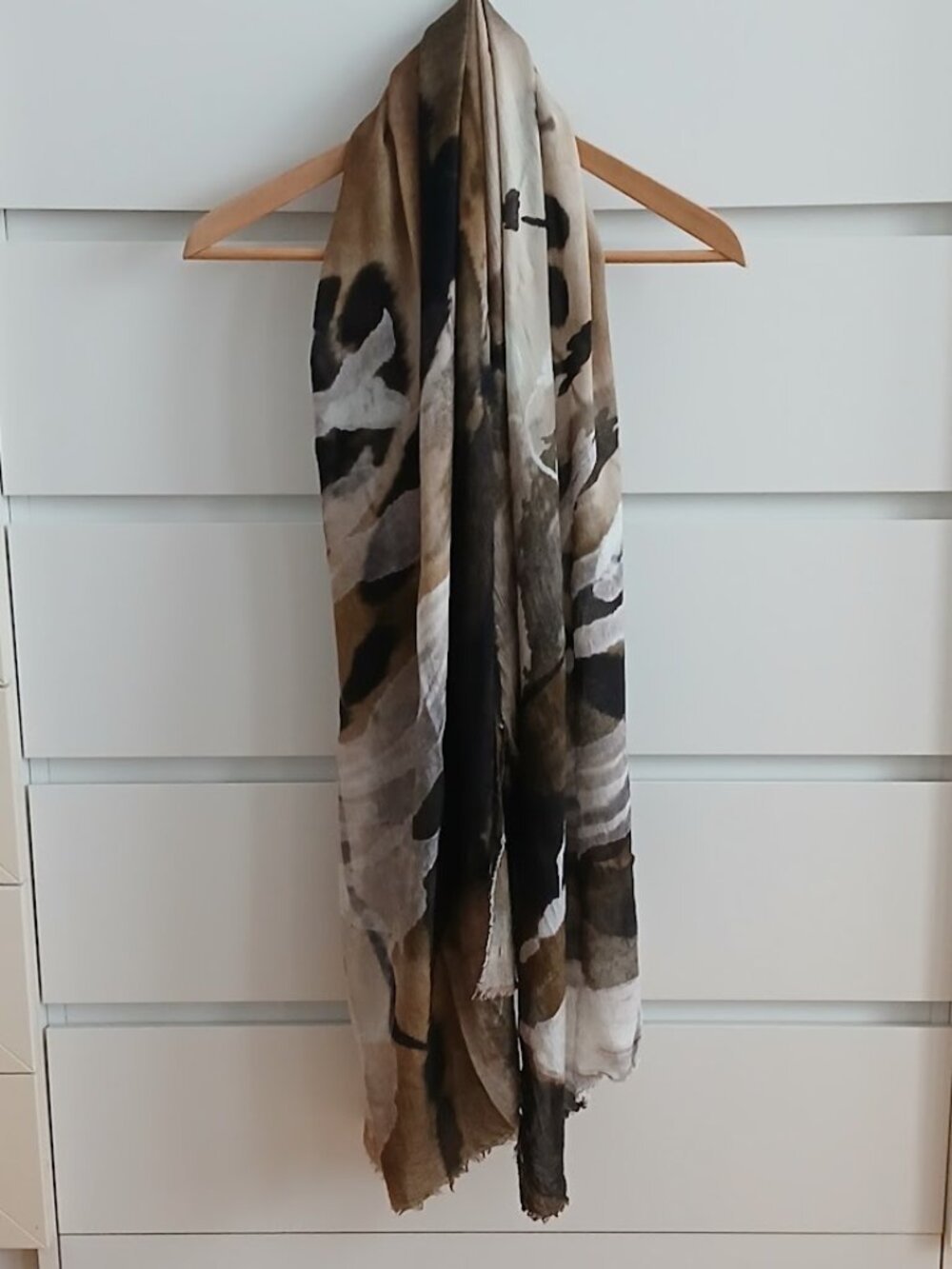 Scarf - Large Brown and Neutral Botanical Print - Picture 3 of 5